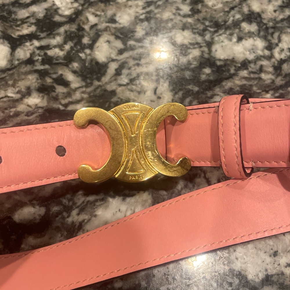 Celine belt flamingo pink, size 75. Belt only No card. Scratches on the triomphe
